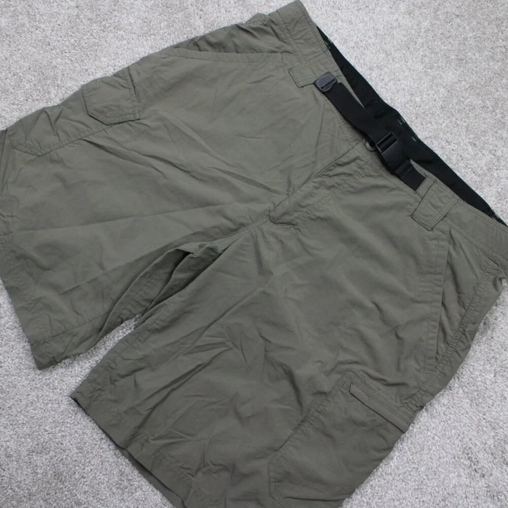 Eddie Bauer Sport Shorts Mens 38 Green‎ Belted Cargo Pocket Nylon w/ 10